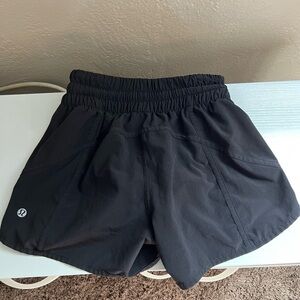 Black lulu lemon running shorts size 4